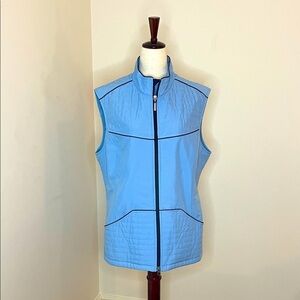 Cutter & Buck Women’s Outdoor Vest – Light Blue/Navy Trim - XL – Lightweight